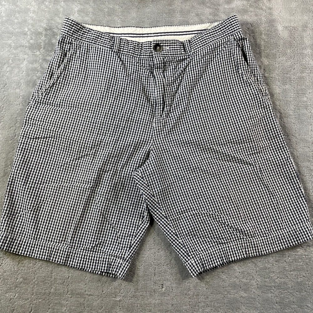 Lacoste Chino Shorts Mens 33 Gingham Check Black White Seersucker Beach Coastal‎